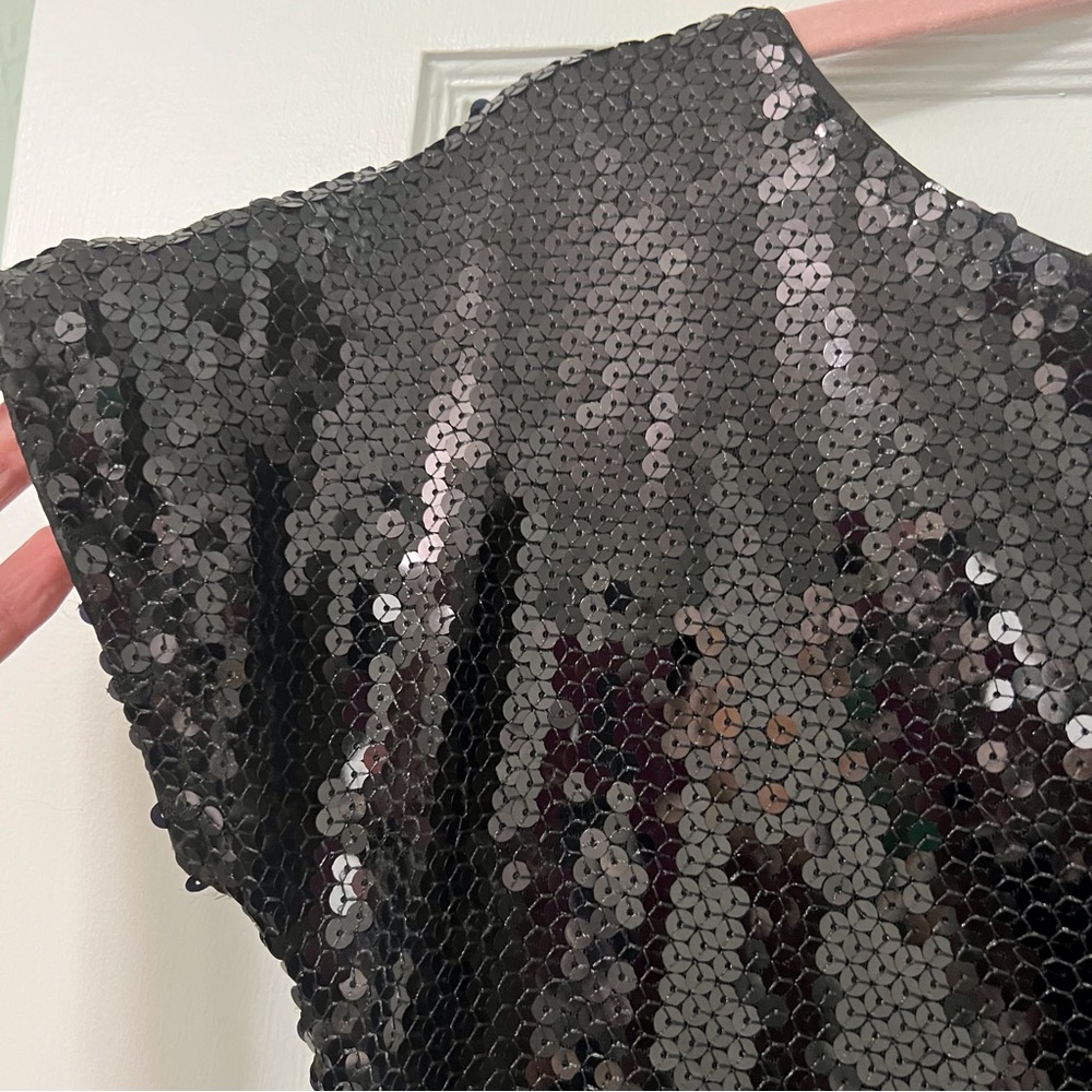Donna Morgan Black Sequin Shift Dress - Picture 8 of 9